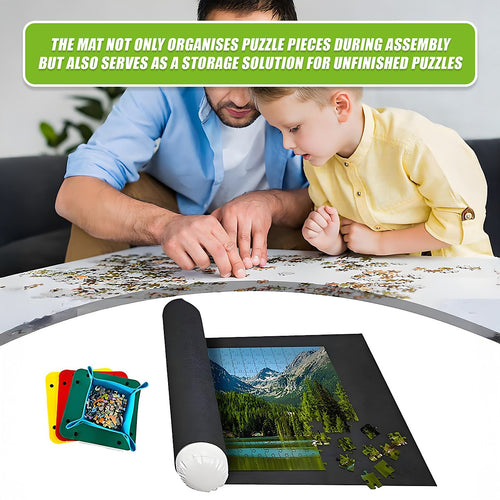 1500pc Jigsaw Puzzle Mat – Roll-Up Fabric Puzzle Saver with Storage Strap