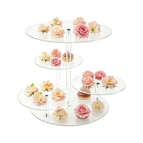 4 Tier Acrylic Cupcake Stand 30cm Clear Dessert Display Tower