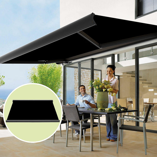 Heavy Duty Full Cassette Retractable Awning: Motorised 4x3m Black Sunshade