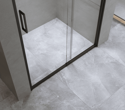 100mm Adjustable (130-140cm) Wall to Wall Sliding Glass Shower Door with Shower Handle Style 3 - Black