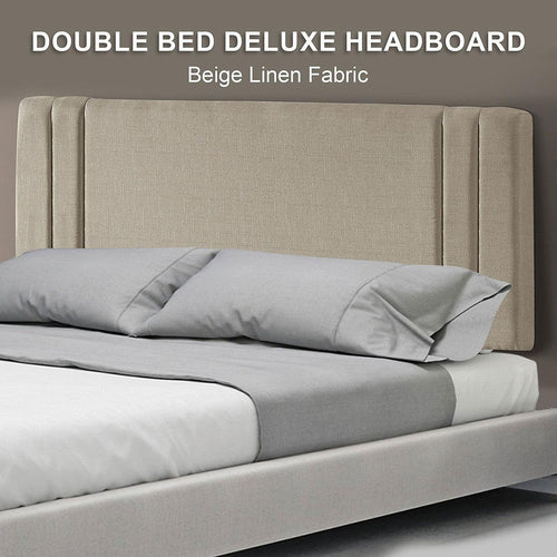 Beige Linen Fabric Double Deluxe Headboard Bedhead