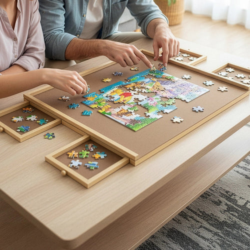 Wooden Jigsaw Puzzle Table Board Storage Table