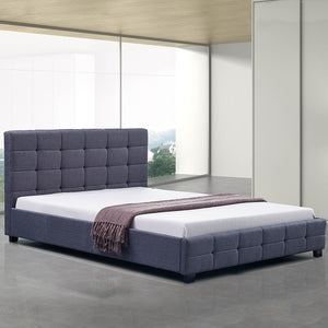 Double Grey Linen Fabric Deluxe Bed Frame