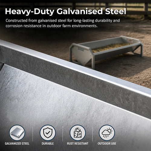 Heavy Duty Galvanised Livestock Feeding Trough 22 Gallon Sheep Goat Feeder