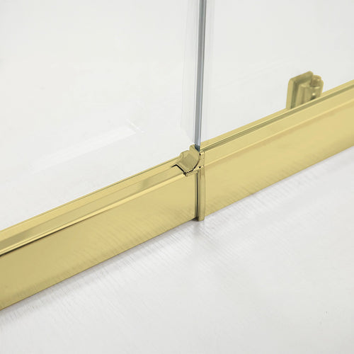 Adjustable 1000x1100mm Sliding Door Glass Shower Screen in Gold with Shower Handle Style 2 - Gold