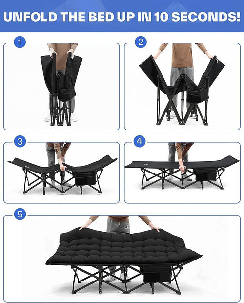 Camping Bed Elevated Cot with Mattress – Foldable Outdoor Sleeping Bed for Adults