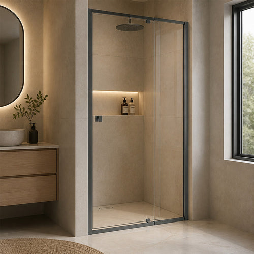Semi-Frameless Shower Screen – Gunmetal, Front: (98~106)x195cm, No Side Return