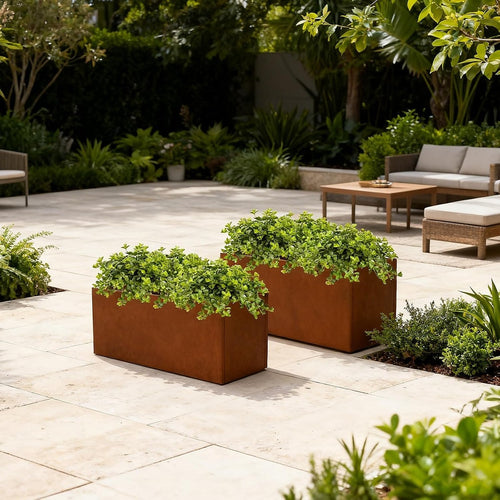 Corten Steel Planter Box 62x40x39cm Outdoor Garden Raised Bed with Rust Finish