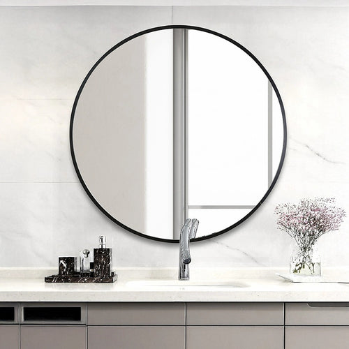 60cm Round Wall Mirror Bathroom Makeup Mirror by Della Francesca - Black