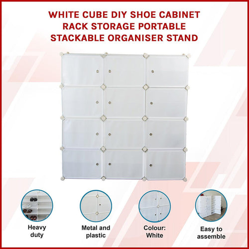 White Cube DIY Shoe Cabinet Rack Storage Portable Stackable Organiser Stand 