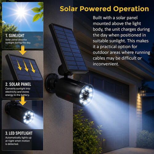 Solar Security Light with Motion Sensor & Camera-Style Design