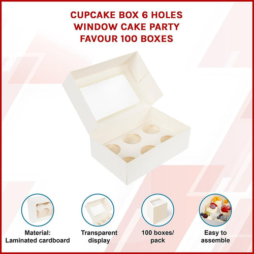 Cupcake Box 6 Holes Window Cake Party Favour 100 Boxes