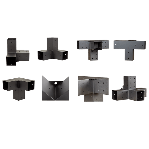 Roof Pergola Gazebo Shed Matte Black Steel Double with Coffee Screens Brackets DIY Kits