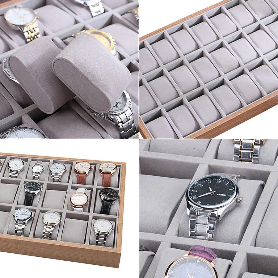 Watch Organiser Tray – 30-Grid Velvet Jewellery Display Case