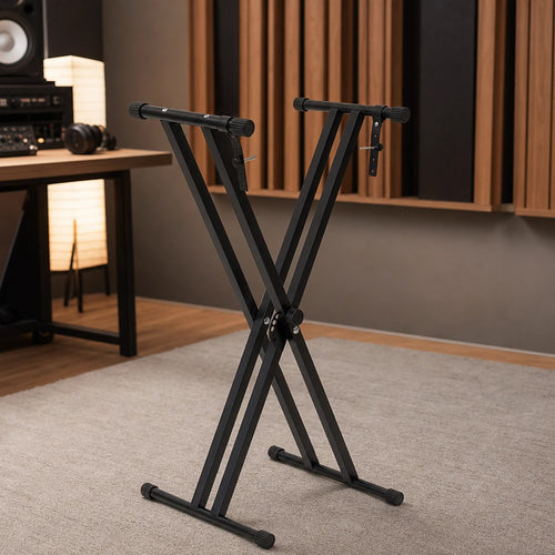 Adjustable Keyboard Stand with Double-Braced X Frame