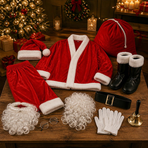 Adult Santa Costume Professional Suit Large with Complete Accessories Set