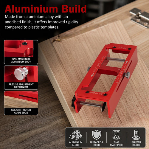 Door Hinge Jig Aluminium Adjustable Template Kit 63–127mm