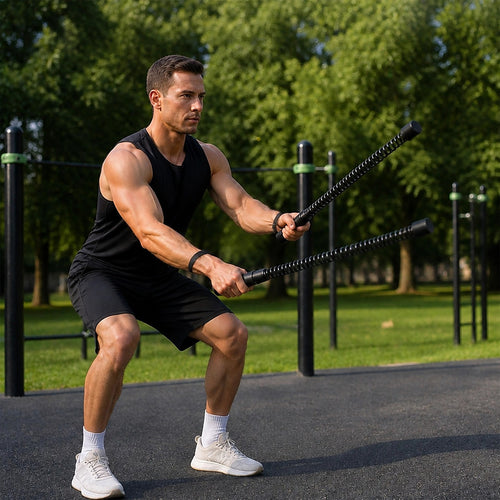 Battle Rope Trainer Spring Exercise Bar Cordless Resistance Workout Tool