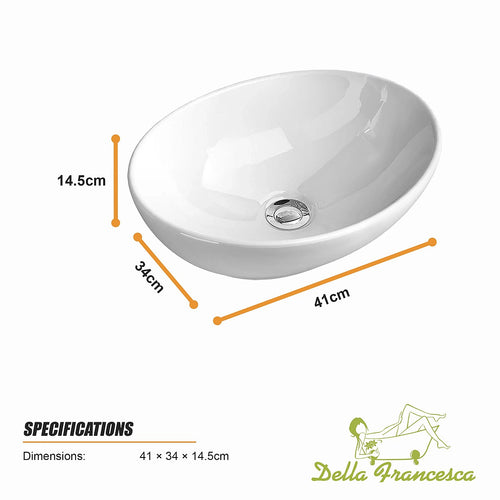 Ceramic Basin – 41cm Oval Above Counter Bathroom Sink
