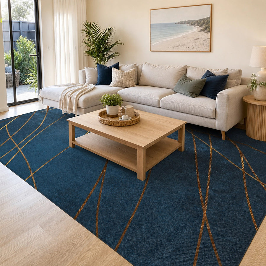 200x300cm Large Floor Blue Teal Rug – Modern Area Carpet for Bedroom & Lounge