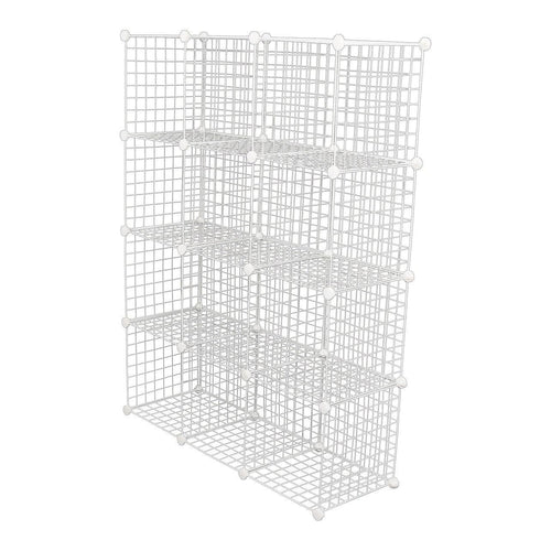12 Cube Wire Grid Organiser Bookcase Storage Cabinet Wardrobe Closet White