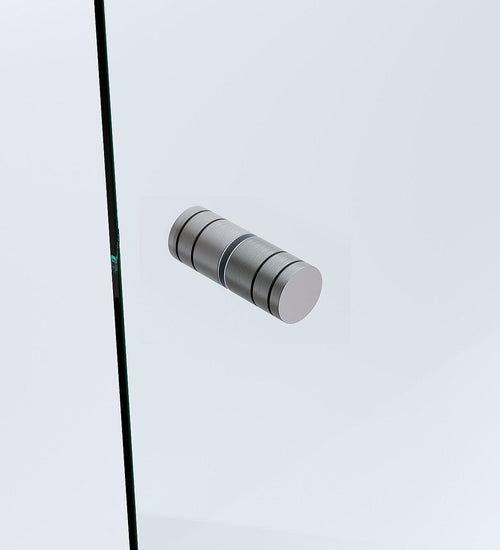 90x80cm Corner Frameless Shower Screen with Gunmetal Brackets and Brass Hinges, Round Knob Handle