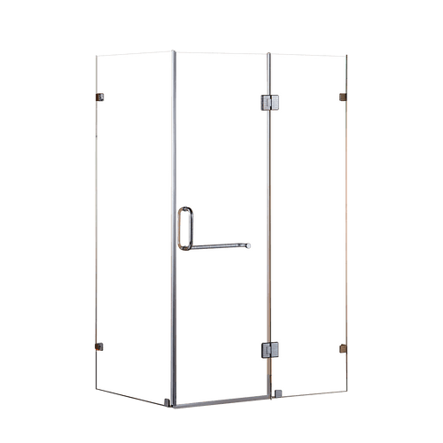Frameless 10mm Glass Shower Screen 120 x 70cm Nickel Hinges/Brackets and Round Handle