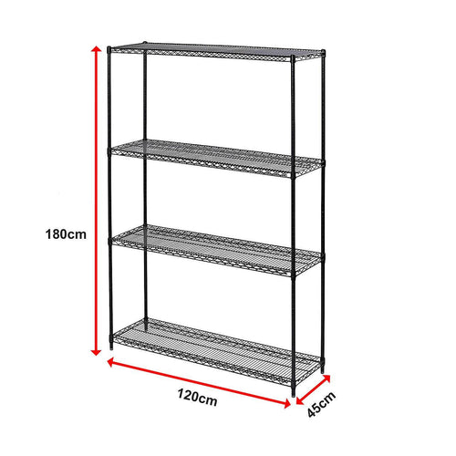 Modular Wire Storage Shelf 1200 x 450 x 1800mm Steel Shelving - Baking Black Technology