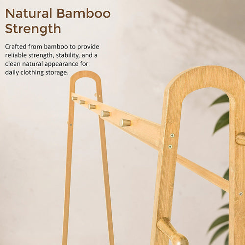 Wood Slim Clothes Rack 160x100cm Space Saving Floor Stand