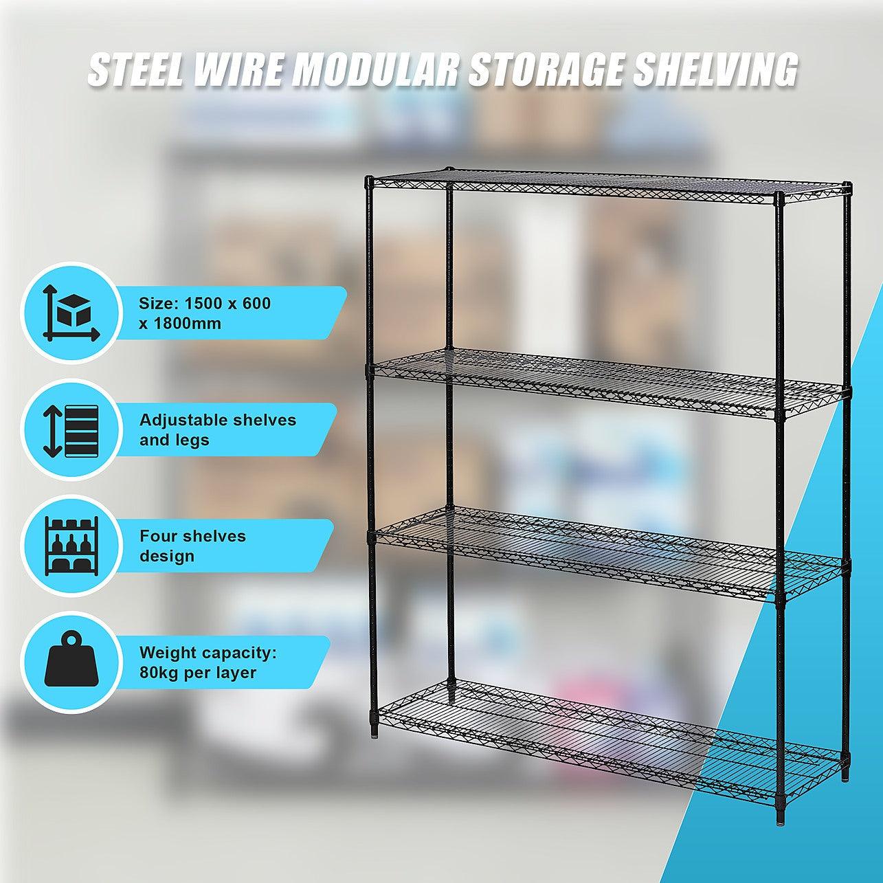 Modular Wire Storage Shelf 1200 x 600 x 1800mm Steel Shelving - Baking ...
