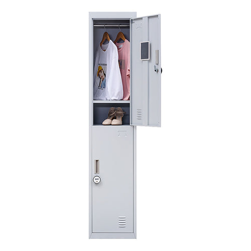 2-Door Metal Locker Cabinet in Grey – 4-Digit Combination Lock