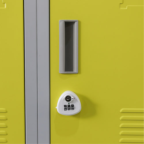 12-Door Steel Locker – Grey with Yellow Door, 3-Digit Combination Lock