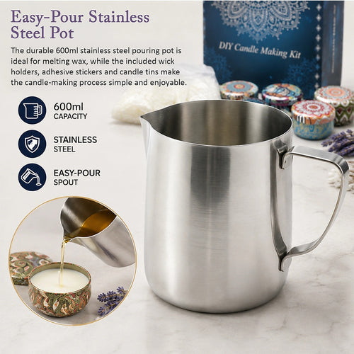 DIY Candle Making Kit with Beeswax, Pouring Pot, Wicks & Tins