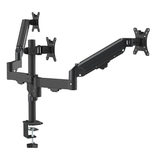 Triple Computer Monitor Mount Stand – Desk Clamp with 3 Adjustable Arms for Multi-Screen Display Setup
