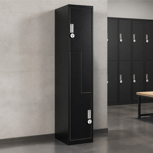 Metal Storage Locker with L-Shaped Doors – Black, 4-Digit Combination Lock
