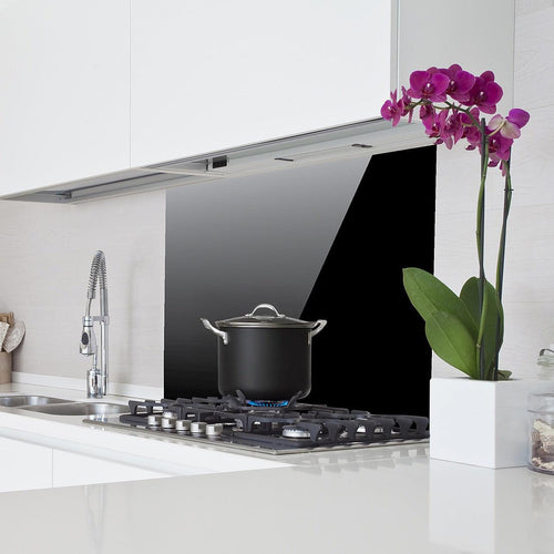 Toughened 90 x 75cm Black Glass Kitchen Splashback
