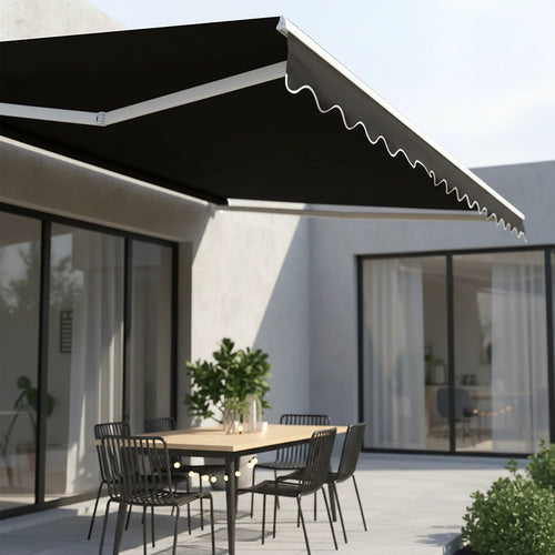 Automatic Retractable Awning 5.0 x 3.0m - Black Outdoor Wall Sunshade