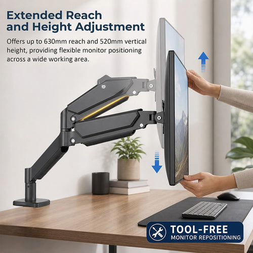 Monitor Arm 24-40 Inch Gas Spring Desk Mount VESA Monitor Stand