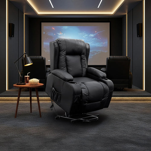Recliner Chair Electric Massage Chair Lift Heated Leather Lounge Sofa Black