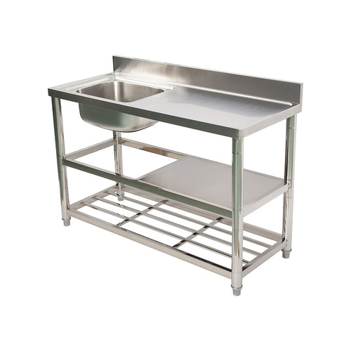 Freestanding Stainless Steel Kitchen Sink 120x50x80cm – Commercial Utility Wash Basin