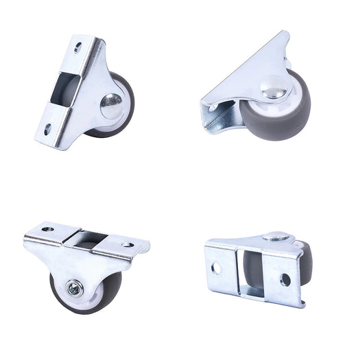 Mini Fixed Caster Wheels Rubber Low Profile Set of 4