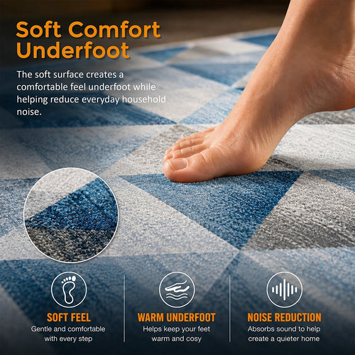 200x300cm Large Floor Blue Triangle Rug – Modern Area Carpet for Bedroom & Lounge