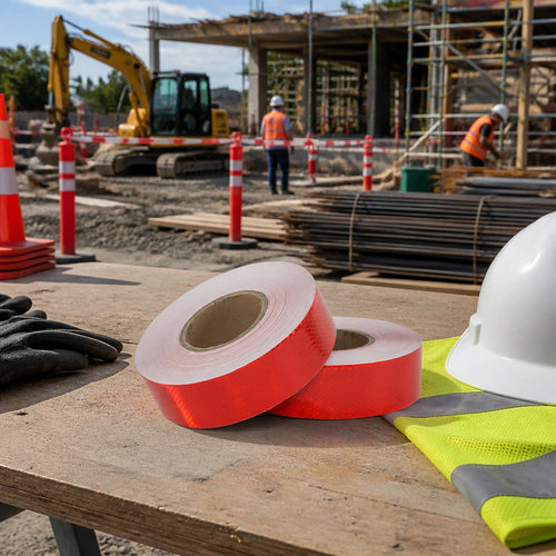 Hi Vis Reflective Tape 2 Pack 50mm x 50m 3M Adhesive Red