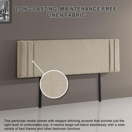 Beige Linen Fabric King Deluxe Headboard Bedhead