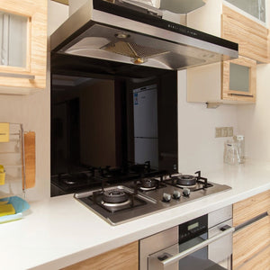 Toughened 60 x 75cm Black Glass Kitchen Splashback