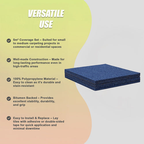 5m² Blue Carpet Tiles Set – Commercial & Home Flooring for Office, Retail & Living Areas