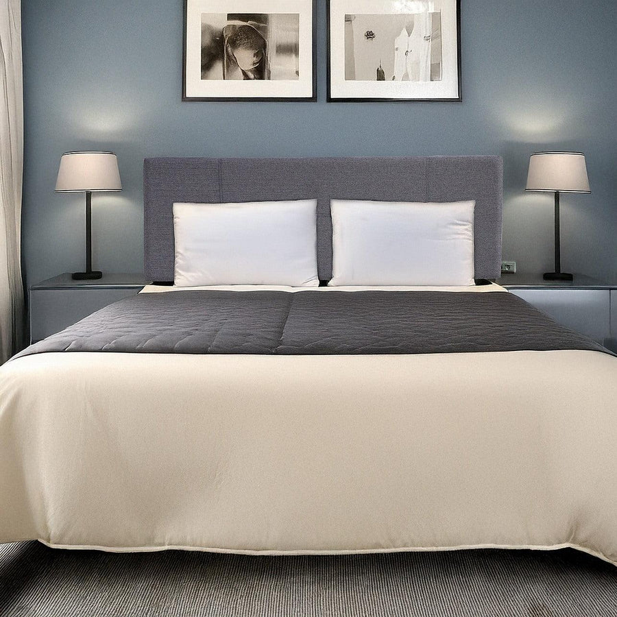 Queen Grey Linen Fabric Bed Headboard Bedhead