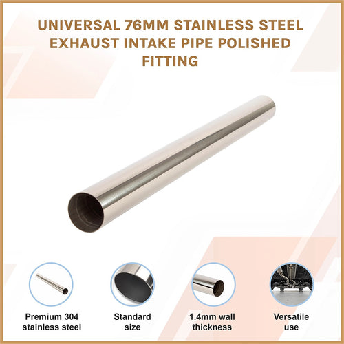 Universal 76mm Polished Stainless Steel Exhaust Intake Pipe Fitting