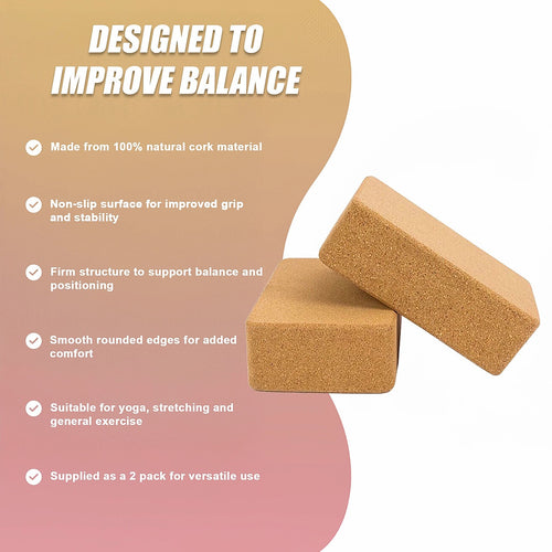 2 Pack Cork Yoga Block Non Slip Exercise Brick