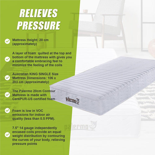 Contour Encased Coil King Single Mattress - CertiPUR-US Certified Foam